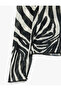 Slim Long Sleeve Zebra Patterned High Neck Blouse - 3