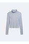 Slim Fit Ribbed Long Sleeve Blue Sweatshirt - 3