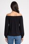 Women Off Shoulder Long Sleeve Plain Top, Black - 4