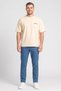 Men Crew Neck Short Sleeve Embroidered T-Shirt, Beige - 2