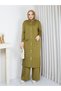 Cold Yarn Pocket Bow Detailed Buttoned Long Vest Knitwear Trouser Set - 6