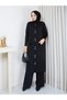 Cold Yarn Pocket Bow Detailed Buttoned Long Vest Knitwear Trouser Set - 8