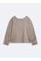 Relaxed Fit Round Neck Basic Beige Sweatshirt - 4