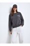 Regular Fit Letter Printed Crew Neck Gray Sweatshirt - 4