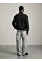 Regular Fit High Collar Black Sweatshirt with Button Detail - 3
