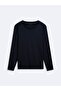 Regular Fit Flamlı Basic Navy Blue Sweatshirt - 2
