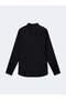 Slim Fit Collar Detailed Long Sleeve Black Shirt - 4