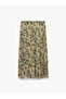 Floral Patterned Pleated Long Tulle Skirt - 2
