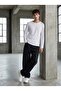 Regular Fit Flamlı Basic White Sweatshirt