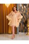 Special Design Rose and Feather Detailed 2-Piece Short Satin Dressing Gown and Nightgown Set (Boxed)