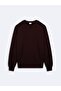 Regular Fit Letter Printed Crew Neck Brown Sweatshirt - 3