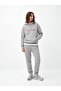 Regular Fit Letter Printed Grey Sweatshirt with Pocket Detail