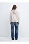 Regular Fit Beige Hooded Sweatshirt with Print Detail - 3