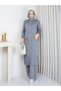 Cold Yarn Pocket Bow Detailed Buttoned Long Vest Knitwear Trouser Set - 4