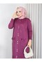 Cold Yarn Pocket Bow Detailed Buttoned Long Vest Knitwear Trouser Set - 3