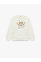 Fairy Printed Crew Neck Long Sleeve Embroidered Sweatshirt