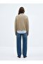 Relaxed Fit V-Neck Knitwear Beige Sweater - 2