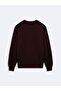 Regular Fit Letter Printed Crew Neck Brown Sweatshirt - 4