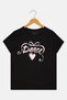 Toddlers Girl Short Sleeve Graphic Print T-Shirt, Black - 2