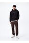 Regular Fit Letter Printed Hooded Black Sweatshirt