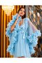 Special Design Rose and Feather Detailed 2-Piece Short Satin Dressing Gown and Nightgown Set (Boxed) - 2