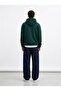 Regular Fit Sign Printed Hooded Green Sweatshirt - 2