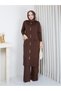 Cold Yarn Pocket Bow Detailed Buttoned Long Vest Knitwear Trouser Set - 5