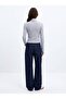 Slim Fit Ribbed Long Sleeve Blue Sweatshirt - 2