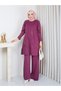 Cold Yarn Floral Patterned Knitwear Tunic Set with Trousers - 6