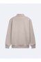 Regular Fit High Collar Button Detailed Beige Sweatshirt - 4