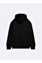 Regular Fit Letter Printed Hooded Black Sweatshirt - 4