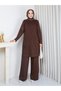 Cold Yarn Floral Patterned Knitwear Tunic Set with Trousers - 8