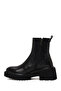 Women's Black Zippered Patterned Thick Soled Leather Boots Wf180024Dv - 3