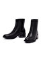 Women's Black Zippered Short Thick Heeled Leather Boots Wf360002Dk - 4