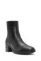 Women's Black Zippered Short Thick Heeled Leather Boots Wf300003Dv - 8