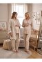 New Season Beige Quilted Winter Long Sleeve Buttoned Special Design Maternity Pajama Set with Breastfeeding Feature - 7