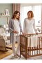 New Season Ecru Shawl Collar Woven Striped Winter Long Sleeve Buttoned Special Design Breastfeeding Featured Maternity Pajama Set - 7