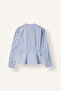 100% Cotton Fitted High Neckline Striped Peplum Poplin Long Sleeve Shirt I8192Ax26Au - 2