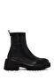 Women's Black Zippered Patterned Thick Soled Leather Boots Wf180024Dv