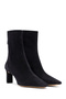 Women's Black Zippered Short Heeled Suede Leather Boots Af110008Ds - 2