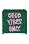 Good Vibes Only Written Pink Emerald Green Modern Fringed Throw Pillow Cover - 5