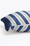 Blue Cream Striped Marine Patterned Decorative Fringed Throw Pillow Cover - 5