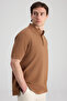 Ds Damat Regular Fit Caramel Pique Textured T-Shirt - 3