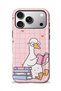 iPhone 17 Pro Compatible - Duck Reading a Book, Dual Layer Cover, Glossy Surface Protective Case