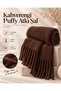 Puffy Brown Women's Scarf Shawl Soft Textured Tasseled Winter Shoulder Shawl 45X200 cm - 2