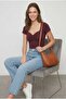 Burgundy Square Neck Front Gathered Short Sleeve Crop Blouse Slim Fit Casual Summer Stylish Top - 4
