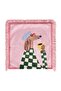 Coffee Drinking Painter Dog with Glasses Figured Checkerboard Patterned Fringed Throw Pillow Cover - 4