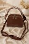 Two-Compartment Scarf Detailed Hanging Bag - Tan - 3