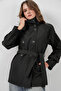 Double-Breasted Collar Short Black Women's Trench Coat 5980 - 4