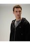Zippered Hooded Black Men's Sweatshirt 5Wm2581 - 3